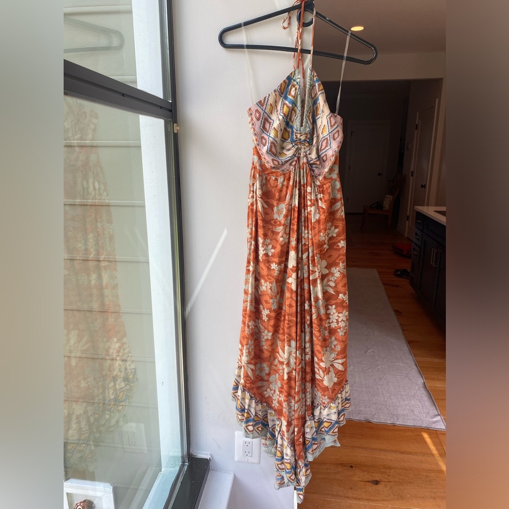 Multicolor halterneck long romper